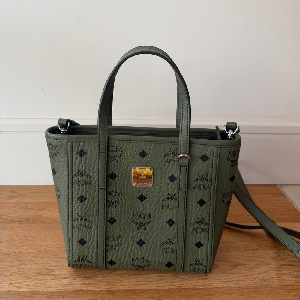 MCM Olive Green Tote with Black Accents